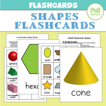 Preview of 2-D & 3-D Shapes Clip Art Flashcards with 4 Game Ideas for Math or EFL/ESL- Full