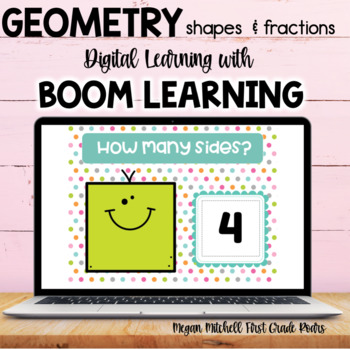 Preview of 2-D & 3-D Shapes & Fractions Geometry | DIGITAL Task BOOM CARDS