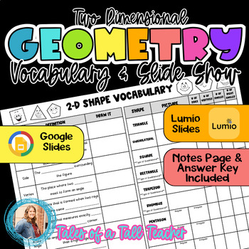 Preview of 2-D Geometry Vocabulary Notes (TEK 3.6B)