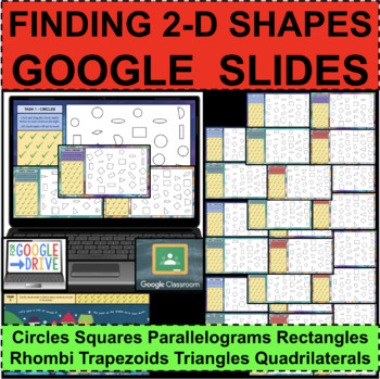 Preview of 2-D SHAPES FIGURES SEARCH GOOGLE SLIDES Click & Drag Online Distance Learning