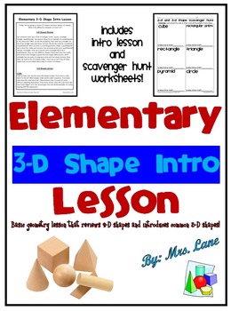 Preview of Elementary 3-D Shape Intro Lesson (Includes Lesson and Worksheets!)