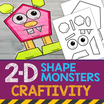 Preview of 2-D Shapes Activity with Monsters (Geometry Math Craft for Elementary)