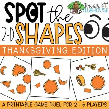 Preview of 2-D Shapes Game - Thanksgiving Pumpkin Pie Game