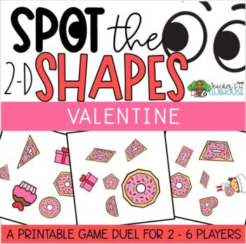 Preview of 2-D Shapes Game - Valentine Doughnut Game