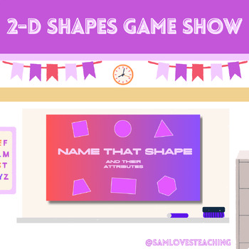 Preview of 2-D Shapes Math Review Test Prep Game Show - 2nd Grade Geometry