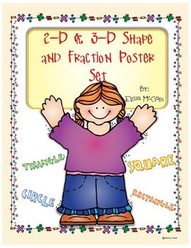 Preview of DJ Inkers 2-D and 3-D Shapes and Fractions Poster Set
