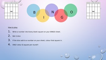 Preview of 2 Dice Probability Bingo Game