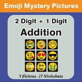 2-Digit + 1-Digit Addition Color-By-Number EMOJI Mystery Pictures