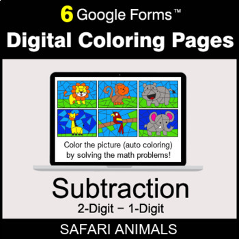Preview of 2-Digit - 1-Digit Subtraction - Digital Coloring Pages | Google Forms