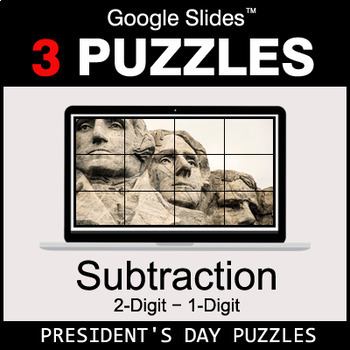 Preview of 2-Digit - 1-Digit Subtraction - Google Slides - President's Day Puzzles