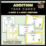 2-Digit & 3-Digit Addition Math Task Card Sets - 62 Math T