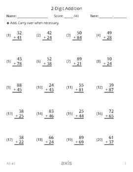 2-Digit Addition by Axis Math Worksheet Generator | TPT