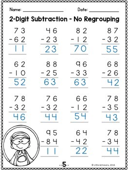 2 Digit Addition and Subtraction Without Regrouping Worksheets | TpT