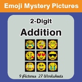 2-Digit Addition Color-By-Number EMOJI Mystery Pictures