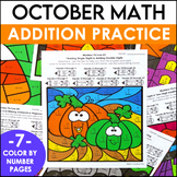 2 Digit Addition Color By Number Halloween & Fall Coloring Pages