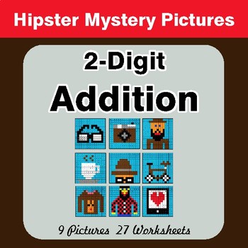 2-Digit Addition - Color-By-Number Math Mystery Pictures