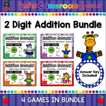 Preview of 2 Digit Addition Digital Mini Game Bundle