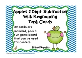 2 Digit Subtraction Regrouping Apple Task Cards