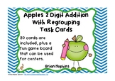 2 Digit Addition Regrouping Apple Task Cards