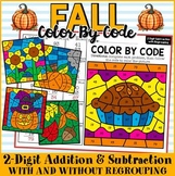 2-Digit Addition & Subtraction Fall Color By Number Math Sheets