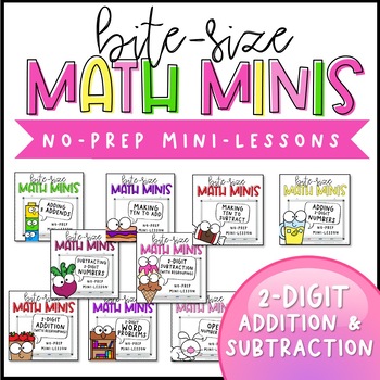Preview of 2-Digit Addition & Subtraction | Math Mini-Lessons | BUNDLE |  Google Slides