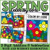 2-Digit Addition & Subtraction Spring Color By Number Math