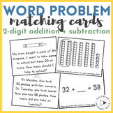 2-Digit Addition & Subtraction - Word Problems Matching Cards Game Math Center