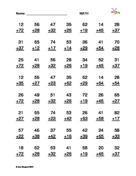 2 digit addition subtraction worksheets with answer keys by a shep