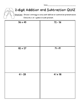 Preview of 2-Digit Addition & Subtraction w/Regrouping QUIZ - FREEBIE!