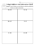 2-Digit Addition & Subtraction w/Regrouping QUIZ - FREEBIE!