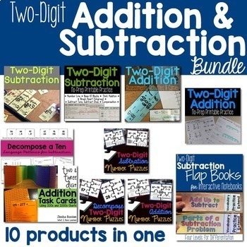 Preview of 2 Digit Addition with Regrouping Subtraction Worksheets Double Digit Addition