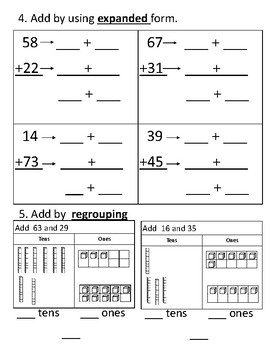 2-Digit Addition Test by MissChelle5 | TPT