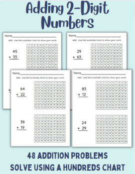 Preview of 2-Digit Addition Using A Hundreds Chart To Solve
