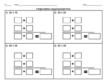 Preview of 2 Digit Addition Using Expanded Form