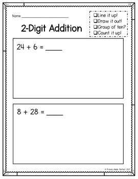 2 digit addition with regrouping worksheets 1st grade math tpt