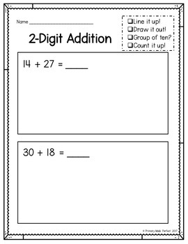 2 digit addition with regrouping worksheets 1st grade math tpt