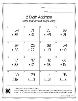 2 Digit Addition With Regrouping Pdf / Two Digit Addition Worksheets
