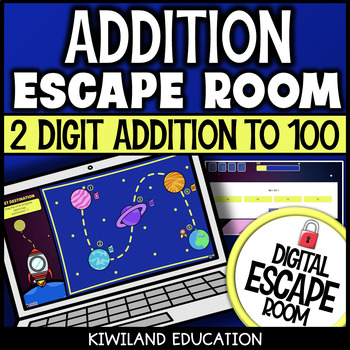 Preview of 2 Digit Addition Within 100 and with Regrouping Digital Escape Room Activity