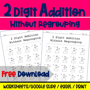 Preview of 2 Digit Addition Without Regrouping - FREE - Daily Math Facts Fluency Practice