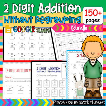 Preview of Double Digit Addition Without Regrouping, Math Fact Fluency Timed Tests _ Bundle