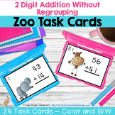 2 Digit Addition Without Regrouping Task Cards Zoo Theme