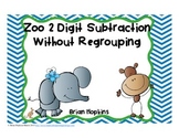 2 Digit Subtraction Without Regrouping Task Cards Zoo Theme