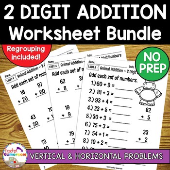 Preview of 2 Digit Addition Worksheet Bundle
