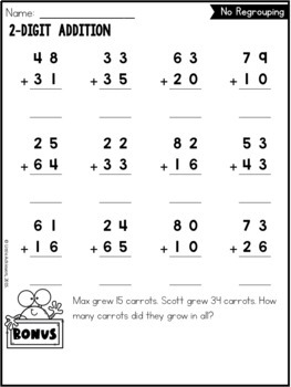 2 digit addition and subtraction worksheets bundle by little achievers