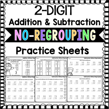 Preview of 2 Digit Addition and Subtraction Without Regrouping Worksheets