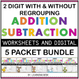 2 Digit Addition and Subtraction Worksheets BUNDLE