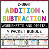 2 Double Digit Addition Subtraction With Without Regrouping No Prep Worksheets