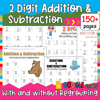 Preview of 2 Digit Addition and Subtraction Basic Math Facts Math Fact Fluency Timed Test