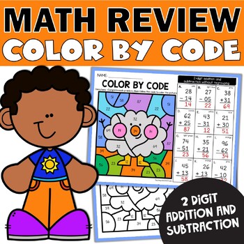 Preview of 2 Digit Addition and Subtraction No Regrouping Worksheets - Color by Code Math