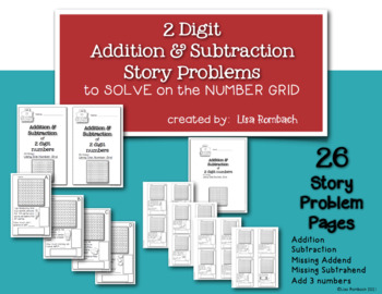 2 Digit Addition and Subtraction Story Problems Using a Number Grid to ...